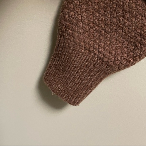 Aritzia Sunday Best Lottie Sweater Brown Wool Blend Crochet Squares Women’s 2XS - Picture 6 of 14